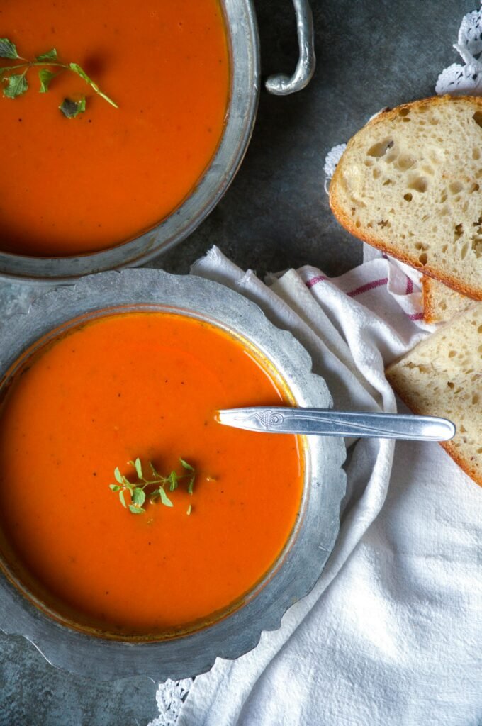 Tomato Soup in Ceramic Bowls